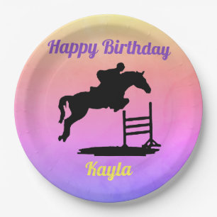 Prato De Papel Feliz Aniversário Caçador de Cavalos Jumper Equest