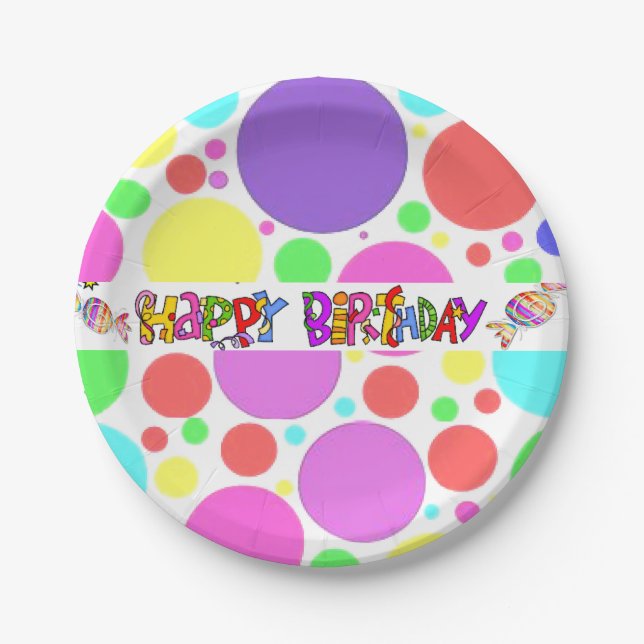 Prato De Papel Feliz Aniversário Coloca Família de Amigos (Frente)