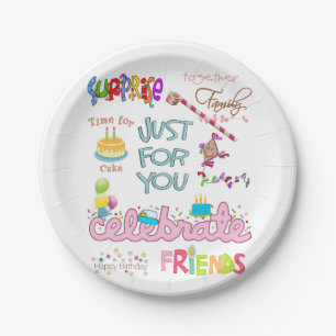 Prato De Papel Feliz Aniversário Coloca Família de Amigos