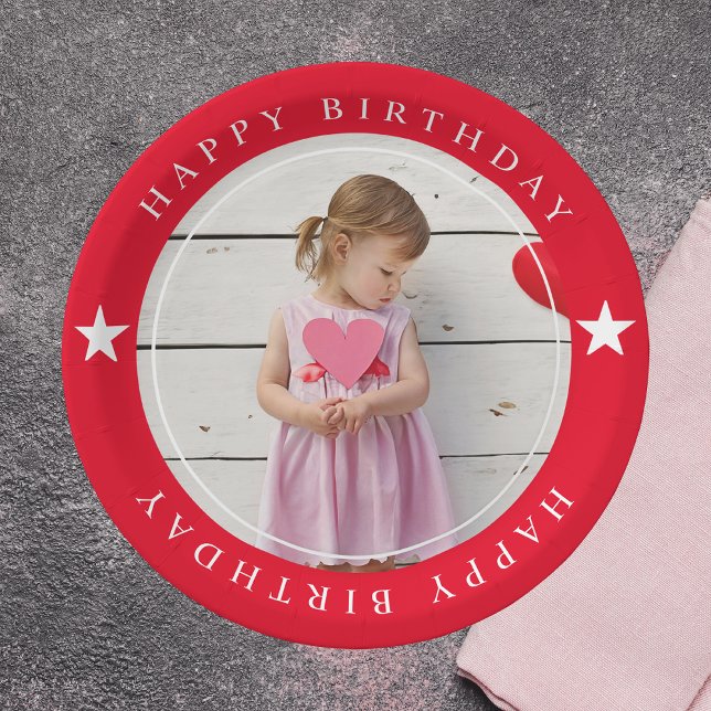 Prato De Papel Feliz Aniversário Com Foto (Criador carregado)