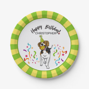 Prato De Papel Feliz aniversario com seu partido do amigo do cão