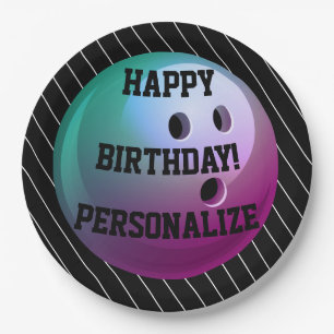 Prato De Papel Feliz aniversário da Bola de boliche personalizad