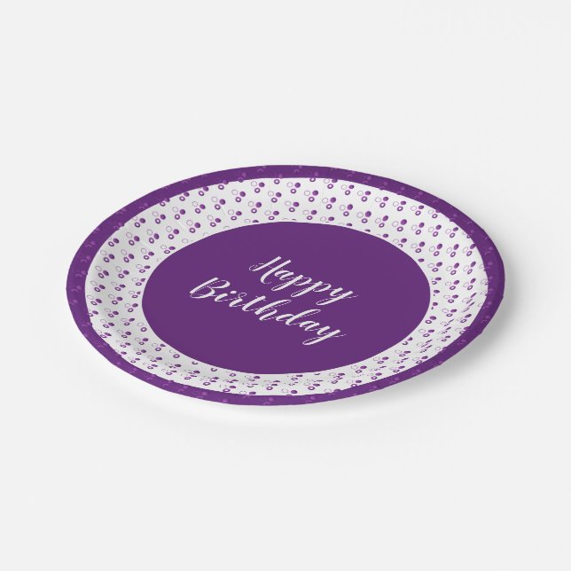 Prato De Papel Feliz aniversário da Bolinhas decorativa (Inclinado)