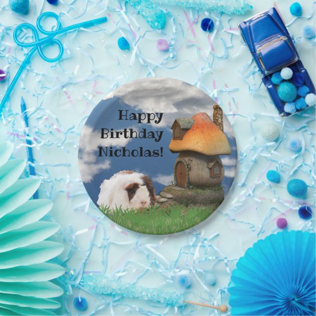 Prato De Papel Feliz Aniversário da Criança Guiné Porco Cogão (Festa)