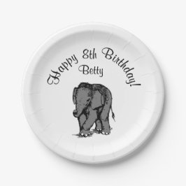 Prato De Papel Feliz aniversário da Elefante Betty 98º