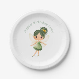 Prato De Papel Feliz aniversário da Fada Verde