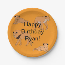 Prato De Papel Feliz aniversário da família Lion