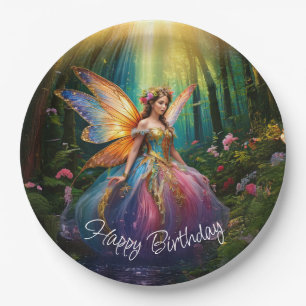 Prato De Papel Feliz Aniversário da Floresta Encantada de Fada Má