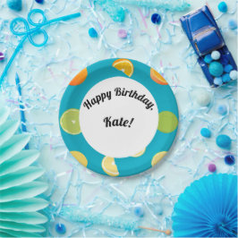 Prato De Papel Feliz aniversário da Fruta Citrus