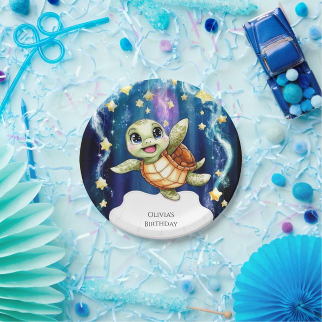 Prato De Papel Feliz Aniversário da Tartaruga Infantil (Festa)