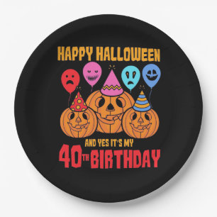 Prato De Papel Feliz aniversário de 40 anos de Halloween