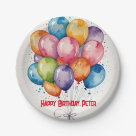 Prato De Papel Feliz aniversário de balões de papel