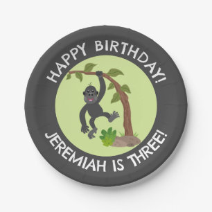 Prato De Papel Feliz aniversário de desenho animado personalizado