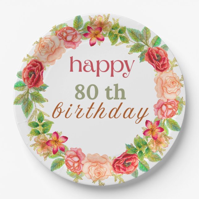 Prato De Papel Feliz aniversário de papel (Frente)