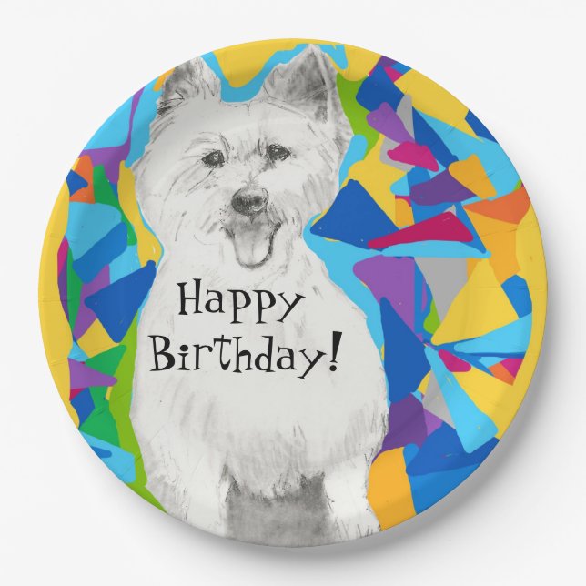 Prato De Papel Feliz Aniversário de Placas (Frente)