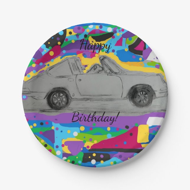 Prato De Papel Feliz Aniversário de Placas (Frente)