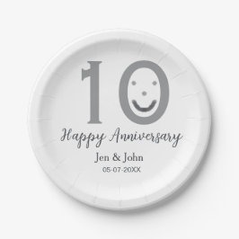 Prato De Papel Feliz aniversário do nome data cinza ousada emoji