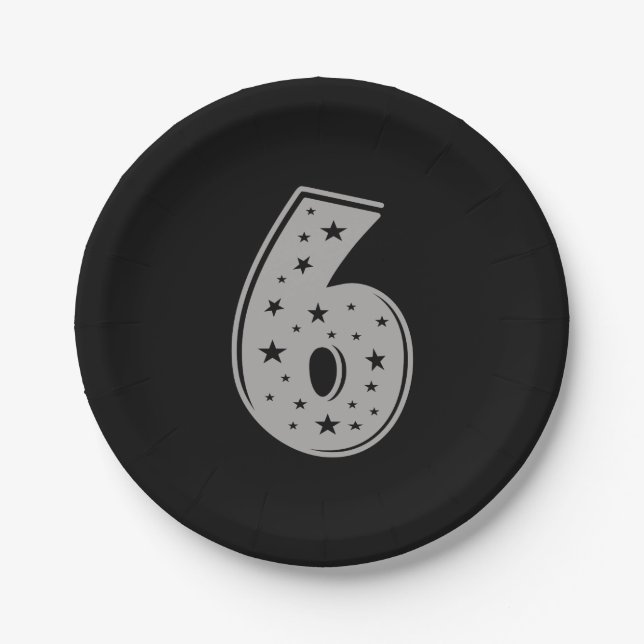 Prato De Papel Feliz Aniversário do Número 6 (Frente)