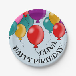 Prato De Papel Feliz Aniversário do Tratado do Balão de Cores