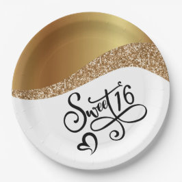 Prato De Papel Feliz aniversário, doce 16