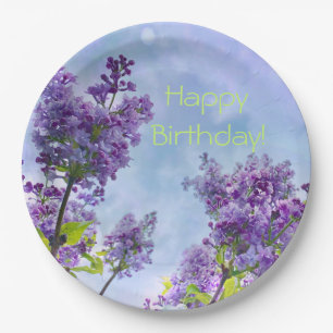 Prato De Papel Feliz Aniversário dos Lilacs