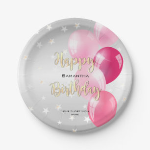 Prato De Papel Feliz aniversario estrelado à moda e balões