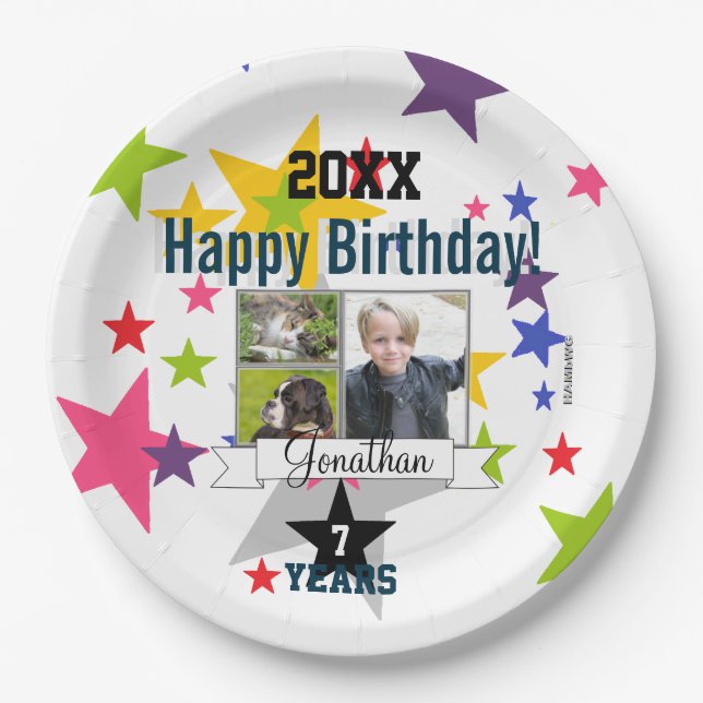 Prato De Papel Feliz Aniversário Foto de Papel Plata HAMbyWG (Frente)