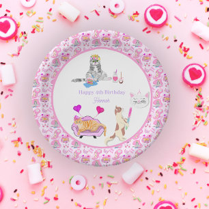 Prato De Papel Feliz Aniversário Gatos Tem Um Nome de Festa