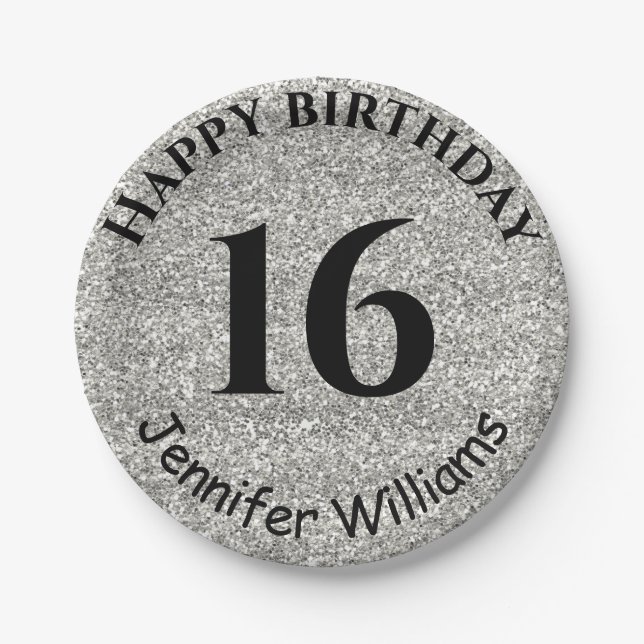 Prato De Papel Feliz Aniversário Nome Personalizado Idade Ano Lev (Frente)