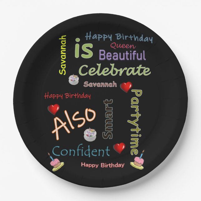 Prato De Papel Feliz Aniversário, Papas Savannah (Frente)