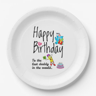 Prato De Papel Feliz aniversário para o melhor pai do mundo