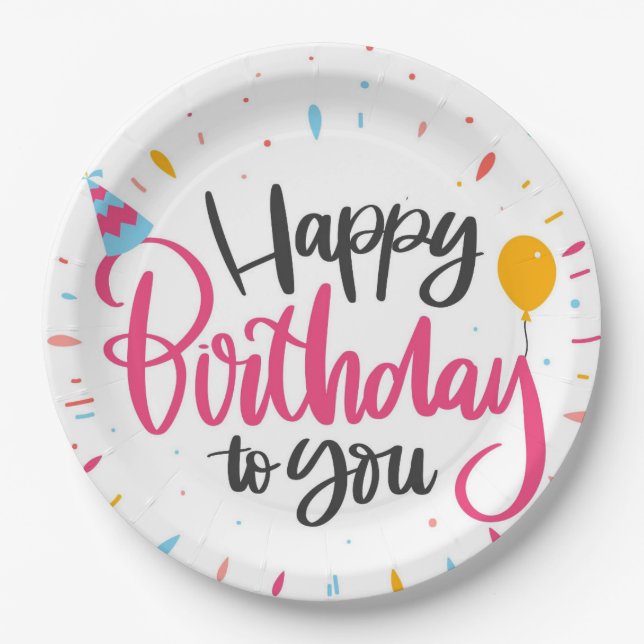 Prato De Papel Feliz Aniversário Para Você (Frente)