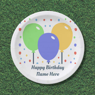 Prato De Papel Feliz Aniversário Placa de Papel com Balões Colori