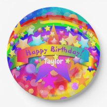 Feliz Aniversário Placas de papel Rainbow HAMbyWG
