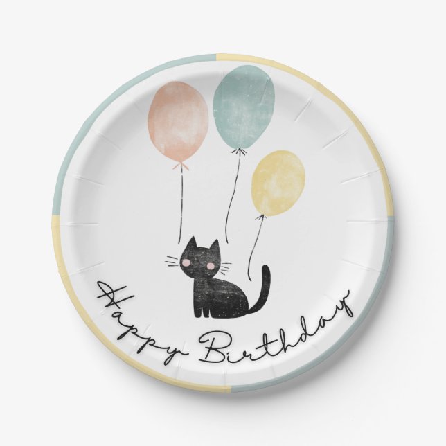 Prato De Papel Feliz Aniversário Plate (Frente)