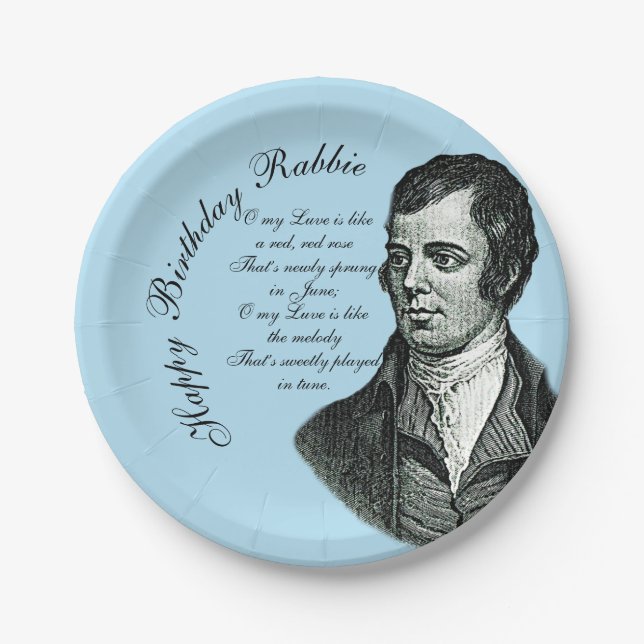 Prato De Papel Feliz aniversário Rabbie - Robert Burns Small 7" (Frente)