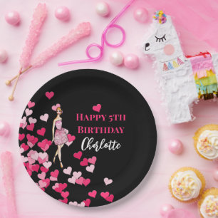 Prato De Papel Feliz Aniversário Rosas Rosa Rosa Vestido Coquetel