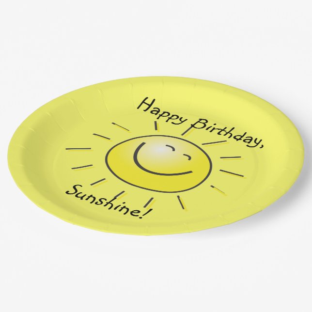 Prato De Papel Feliz aniversário, Sunshine! (Inclinado)