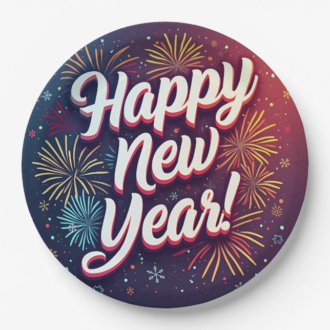 Prato De Papel Feliz ano novo (Frente)