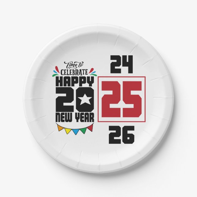 Prato De Papel Feliz ano novo (Frente)