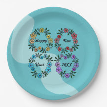 FELIZ ANO NOVO 20XX PERSONALIZADO E FLOWERS WREATH