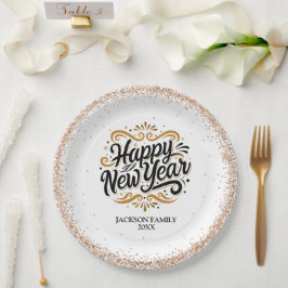 Prato De Papel Feliz Ano Novo Personalizado