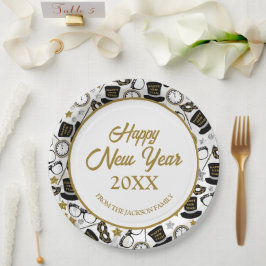 Prato De Papel Feliz Ano Novo Personalizado