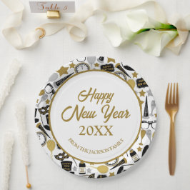 Prato De Papel Feliz Ano Novo Personalizado