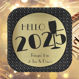 Prato De Papel Feliz ano novo Quadrado