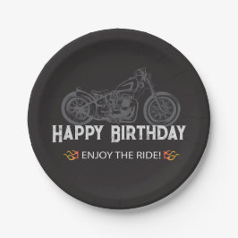 Prato De Papel Feliz Biker Birthday Motorcycle Rider
