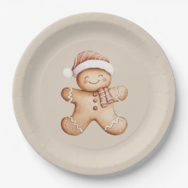 Prato De Papel Feliz biscoito Gingercake com Santa Hat