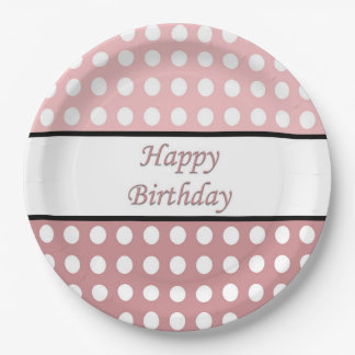 Prato De Papel Feliz Bolinhas de aniversário