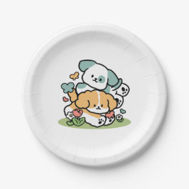 Prato De Papel Feliz Cachorro A Cair Em Maio - Arte Canina Kawaii