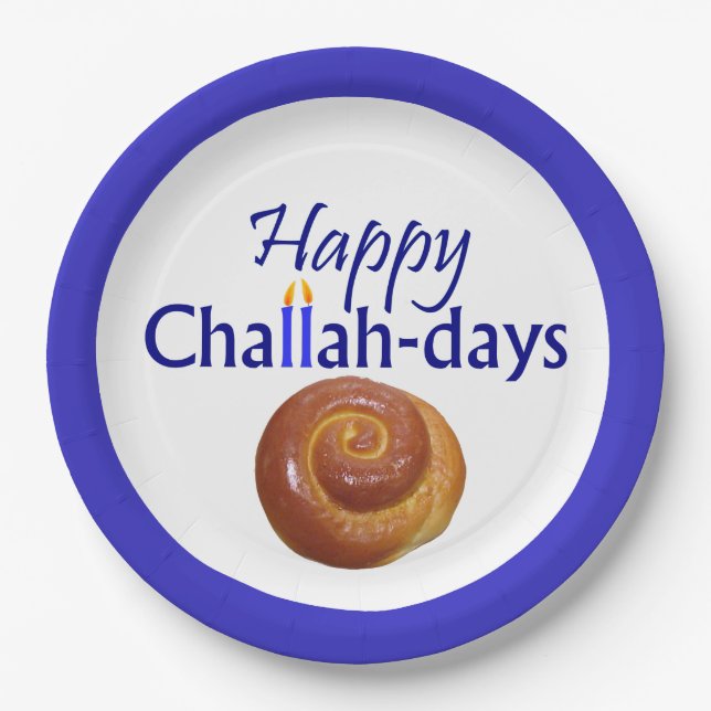 Prato De Papel Feliz Challah-Days Paper Plate (Frente)